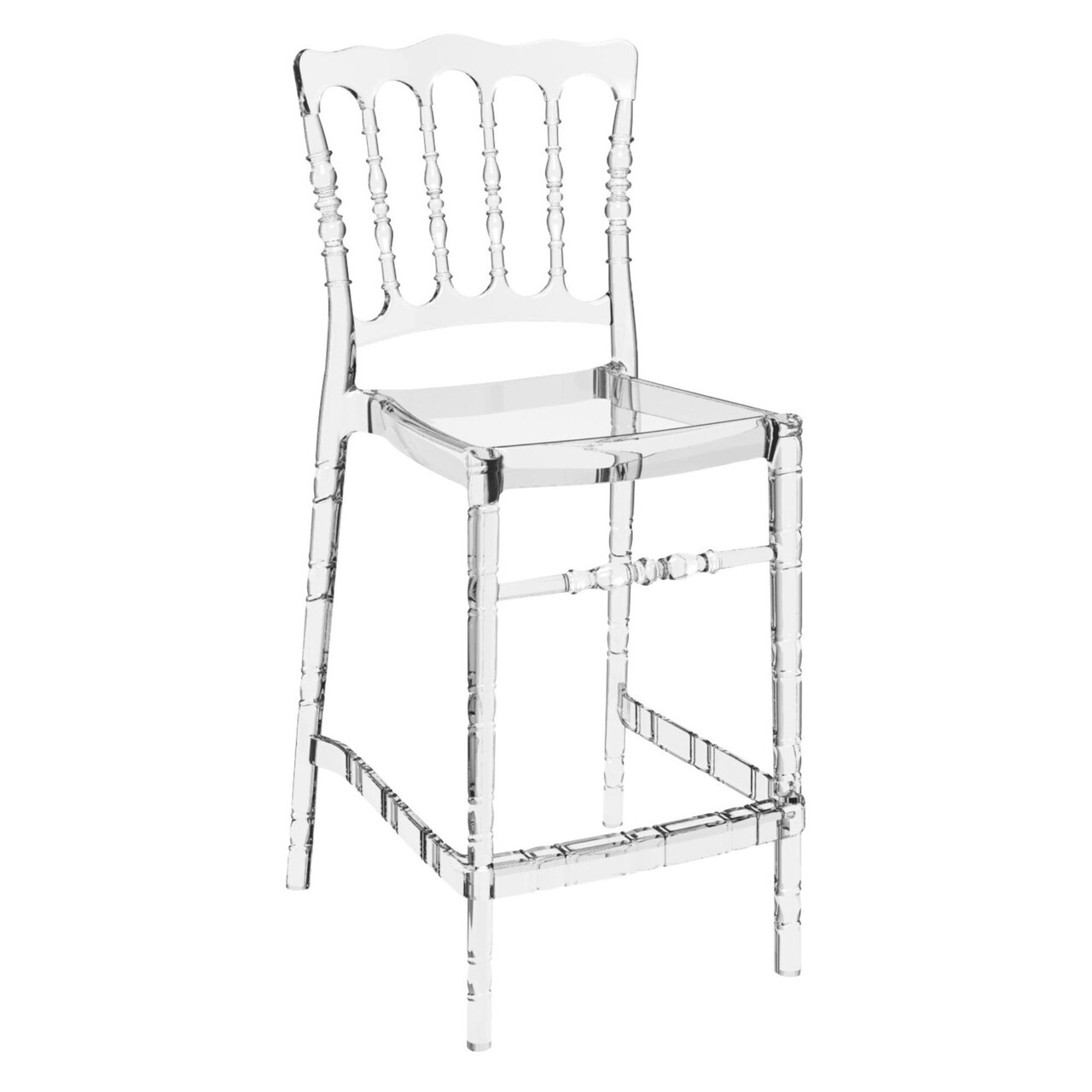 Luxury Commercial Living 40.5" Clear Transparent Polycarbonate Armless Counter Stool